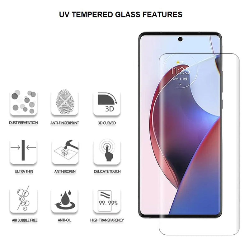 nPlusOne - UV Full Glue Tempered Glass for Motorola Moto Edge 30 Ultra 5G - 6.67 Inches