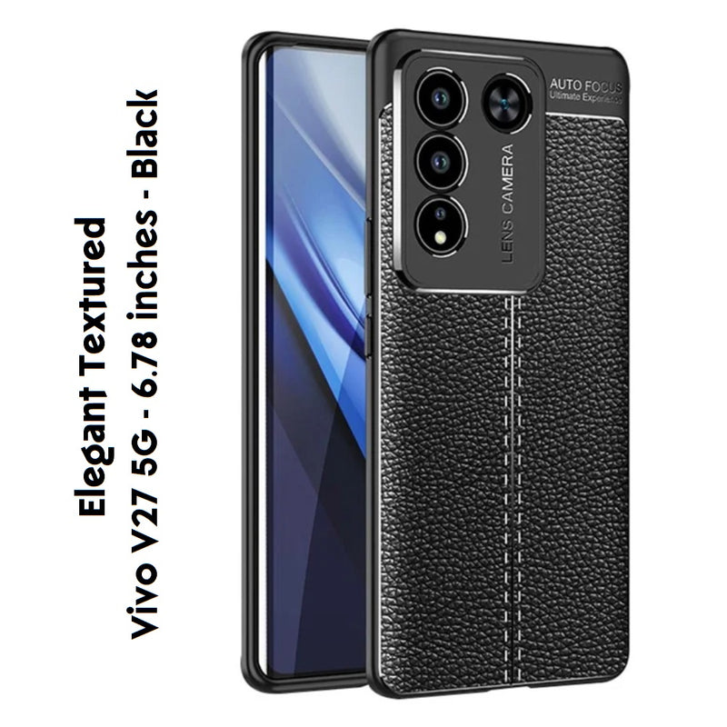 Elegant Textured - Back Case for Vivo V27 5G - 6.78 Inches